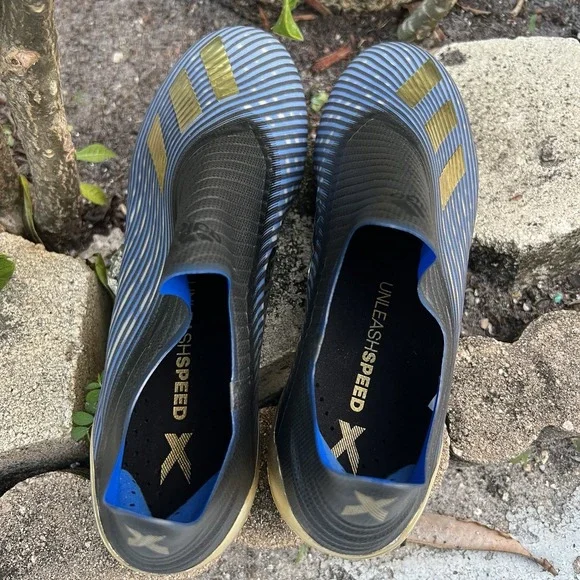 adidas X 19+ FG. Rare. F35320 Size 11 US Soccer Cleats (Black Gold Blue)